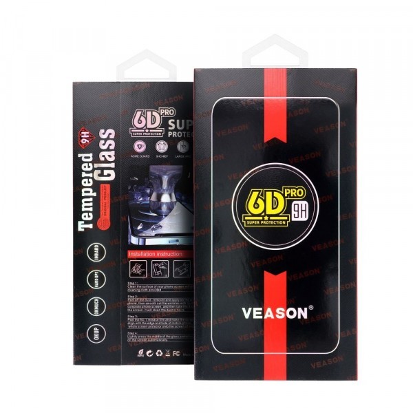Folie de protectie Ecran Veason PRO pentru Apple iPhone SE (2022) / SE (2020) / 8 / 7, Sticla Securizata, Full Glue, 6D, Neagra