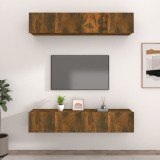 VidaXL Comode TV, 4 buc., stejar afumat, 80x30x30 cm lemn prelucrat