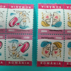 TIMBRE ROMANIA 2000 L.P.1503 a:b ZIUA INDRAGOSTITILOR BL. DE 4 + EROARE L.P. MNH