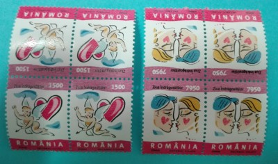 TIMBRE ROMANIA 2000 L.P.1503 a:b ZIUA INDRAGOSTITILOR BL. DE 4 + EROARE L.P. MNH foto