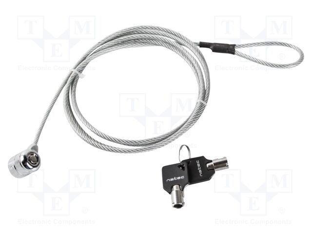 Coardă de protecție NATEC argintie cu cod, 1.8m