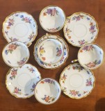 5 CESTI+5 FARFURII DIN PORTELAN EDELSTEIN BAVARIA MARIA THERESIA-DECOR FLORAL CU MARGINI AURITE PICTATE MANUAL-GERMANIA ANII 70