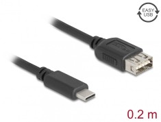 Cablu USB 2.0 Type C la EASY USB-A T-M 0.2m, Delock 81534