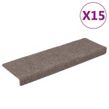 Cumpara ieftin Covorase autoadezive pentru scari, 15 buc., 65x21x4 cm, bej, cu margini dreptunghiulare