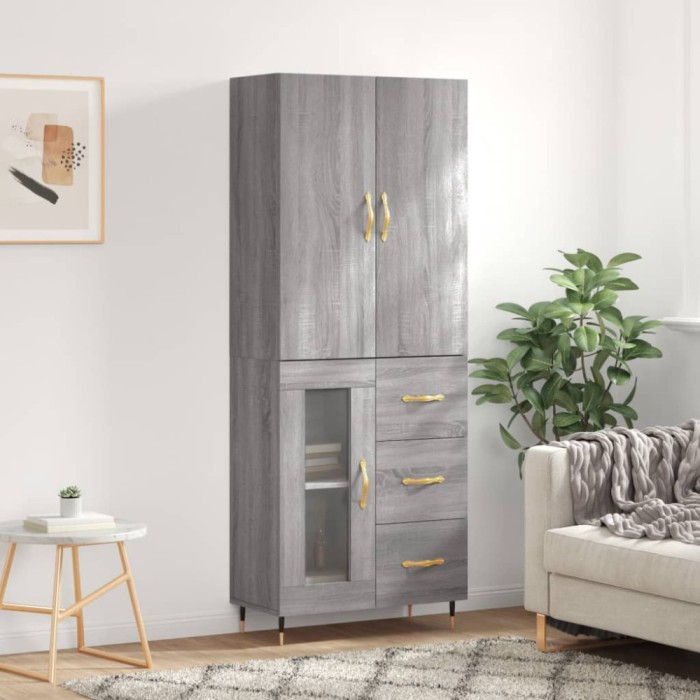 vidaXL Dulap &icirc;nalt, gri sonoma, 69,5x34x180 cm, lemn compozit