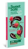 Ciocolata amaruie cu indulcitor natural de stevia Sweet&amp;Safe, seminte de canepa, zmeura, 90 g, Sly Nutritia