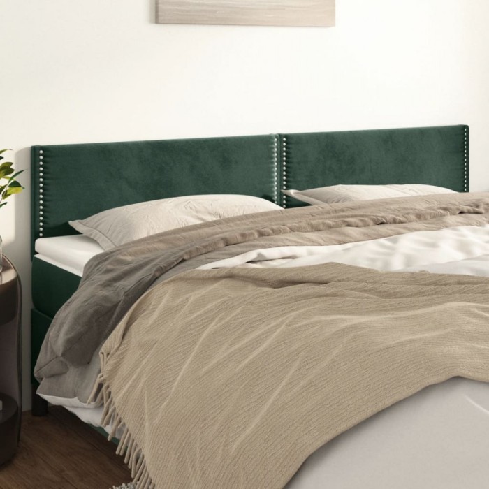 vidaXL Tăblii de pat, 2 buc, verde &icirc;nchis, 100x5x78/88 cm, catifea 346001
