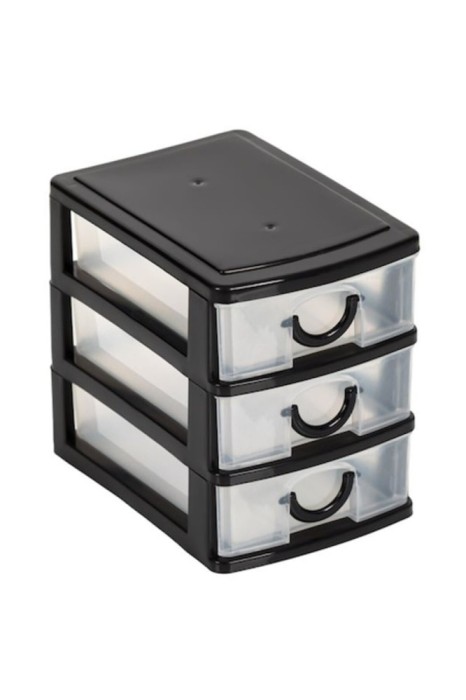 Cutie de depozitare pentru birou, Neirini, Negru/Transparent, 11 x 9 x 13 cm