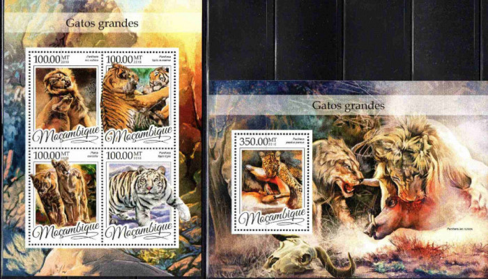 MOZAMBIC 2016, Fauna, Feline, serie neuzată, MNH