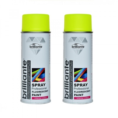 Pachet 2 x Vopsea Spray Brilliante Fluorescenta Galben 400 ml foto