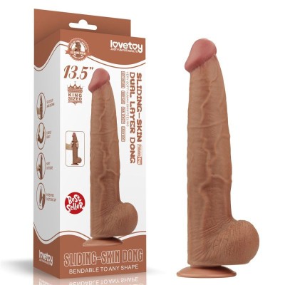 Dildo realist gigantic 13.5&amp;#039;&amp;#039; King Sized Sliding Skin Dual Layer Dong Brown foto