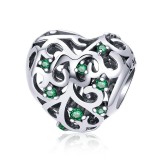 Charm Argint 925 -Inima Safir Verde -CHA1028A