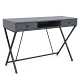 Birou industrial grafit cu 2 sertare si raft, cadru metalic, 120 cm