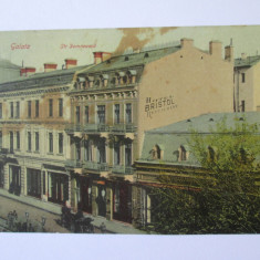 Rara! Carte postala Galati-Strada Domneasca:Hotel Bristol,circulata 1910