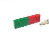 Magnet ferita bara dreptunghiulara 50x15x5 mm, rosu-verde
