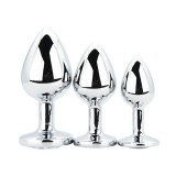 Dopuri cu bijuterie - Toosh Dopuri Anale din Metal Argintii Set de 3 Stras Transparent Baza cu Bijuterie pentru Placere Estetica Suplimentara