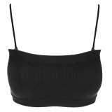 Bustieră Femei, Ribbed Strapless, Bretele Detașabile, Negru, One Size, Oem