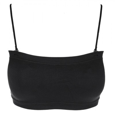 Bustieră Femei, Ribbed Strapless, Bretele Detașabile, Negru, One Size foto