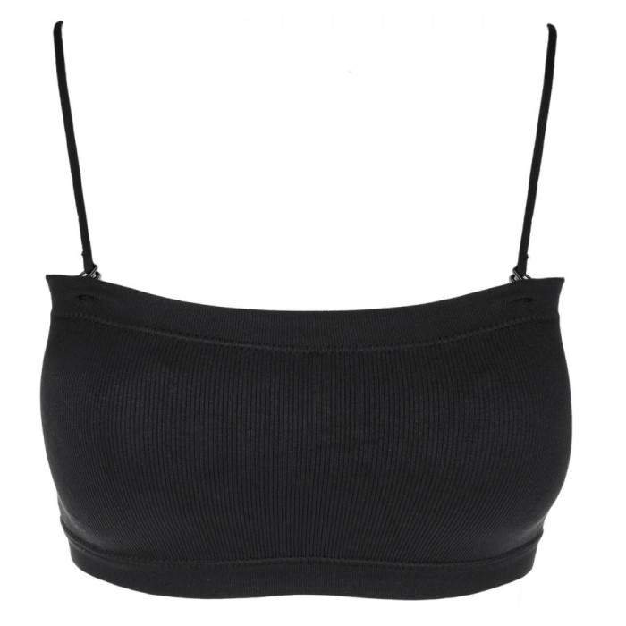 Bustieră Femei, Ribbed Strapless, Bretele Detașabile, Negru, One Size