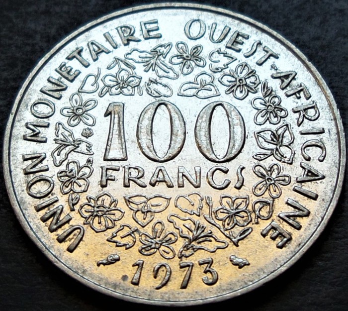 Moneda exotica 100 FRANCI - AFRICA de VEST, anul 1973 * cod 168 = excelenta