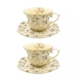 Serviciu Portelan Vintage 2 Cesti si farfurii, LILY