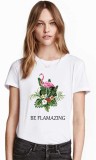 Tricou Dama Alb THEICONIC Be Flamazing, Bumbac 100%, Marime 2XL, Casual, Croiala Clasic