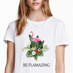 Tricou dama alb - Be Flamazing - L