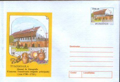 Intreg postal plic nec 2001 - Timisoara - Muzeul de Etnografie foto