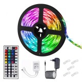 Kit Banda LED FOXMAG24&reg; RGB 5050 60 led/m 5 metri Telecomanda 44 taste cu Transformator 12V 6А