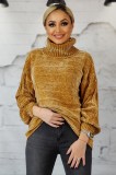 F683-14 Pulover lung si pufos cu guler rulat, L, M/L, XL