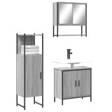 VidaXL Set mobilier de baie, 3 piese, gri sonoma, lemn prelucrat 3214703