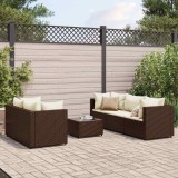Cumpara ieftin Set mobilier de grădină cu perne, 6 piese, maro, poliratan