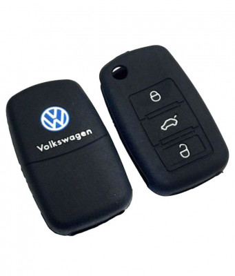 Husa Silicon Cheie Volkswagen 3 Butoane Negru SIL 224 foto