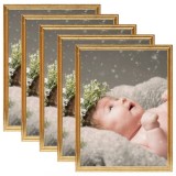 Cumpara ieftin Rame foto colaj pentru masă, 5 buc., auriu, 28x35 cm, MDF