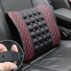 Aparat electric masaj lombar si cervical, pentru scaun auto, alimentare la bricheta, Negru-Rosu