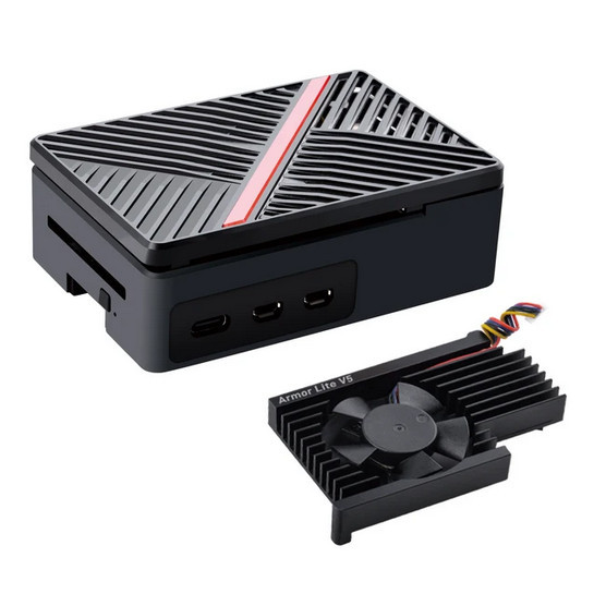 Carcasa 52Pi Raspberry Pi 5, ABS, Negru si Alb, cu Ventilator