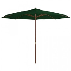 vidaXL Umbrelă de soare de exterior, st&amp;acirc;lp din lemn, verde, 350 cm foto