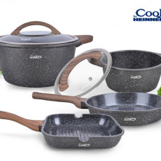 Set pentru gatit 6 piese Paris, Cooking by Heinner, aluminiu turnat, negru/maro