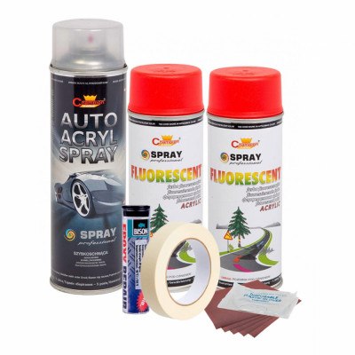 Kit complet reparatie si vopsire jante culoare Rosu Fluorescent, V2 foto