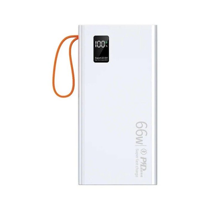 Power Bank Selani 66W, Incarcare rapida, 20000 mAh, 4.5A, Display, 4 iesiri USB Micro/Mini USB, Pentru iPhone, iPod, Android, 15x7x2CM, Alb