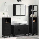 Cumpara ieftin Set de mobilier pentru baie 4 buc. Stejar Negru 90 x 33 x 60 cm