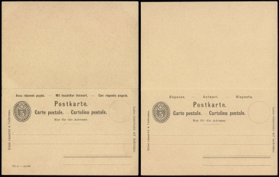 Switzerland - Postal History Rare Old Postal stationery + Reply UNUSED DB.123 foto