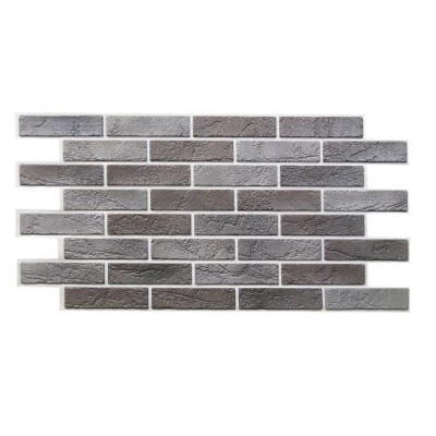 Panou decorativ, PVC, model caramida 3D, nuante cenusiu inchis, 96x48.5cm GartenVIP DiyLine foto