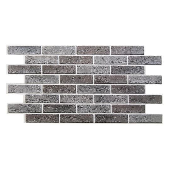 Panou decorativ, PVC, model caramida 3D, nuante cenusiu inchis, 96x48.5cm GartenVIP DiyLine
