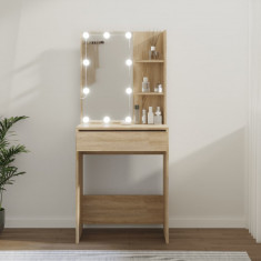 Masa de toaleta cu LED, stejar sonoma, 60x40x140 cm GartenMobel Dekor