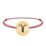 Bratara snur si banut argint 925 placat cu aur galben 24K personalizat cu semn zodiacal Berbec
