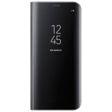 Husa Flip Mirror Samsung Galaxy S9, Neagra, Tip Carte, Capac Translucent, Clear View