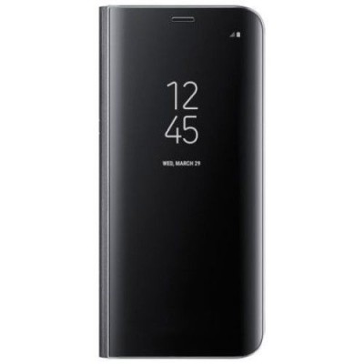 Husa Samsung Galaxy S9 - Flip Mirror tip Carte, Capac translucid, Neagra foto