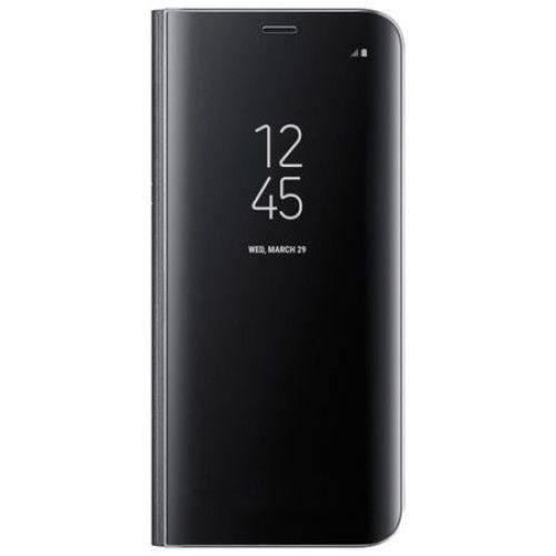 Husa Samsung Galaxy S9 - Flip Mirror tip Carte, Capac translucid, Neagra