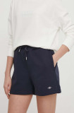 Gant pantaloni scurti femei, culoarea albastru marin, neted, high waist